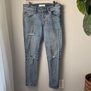 KanCan Estilo Mid Rise Button Fly Distressed Skinny Stretch Jeans